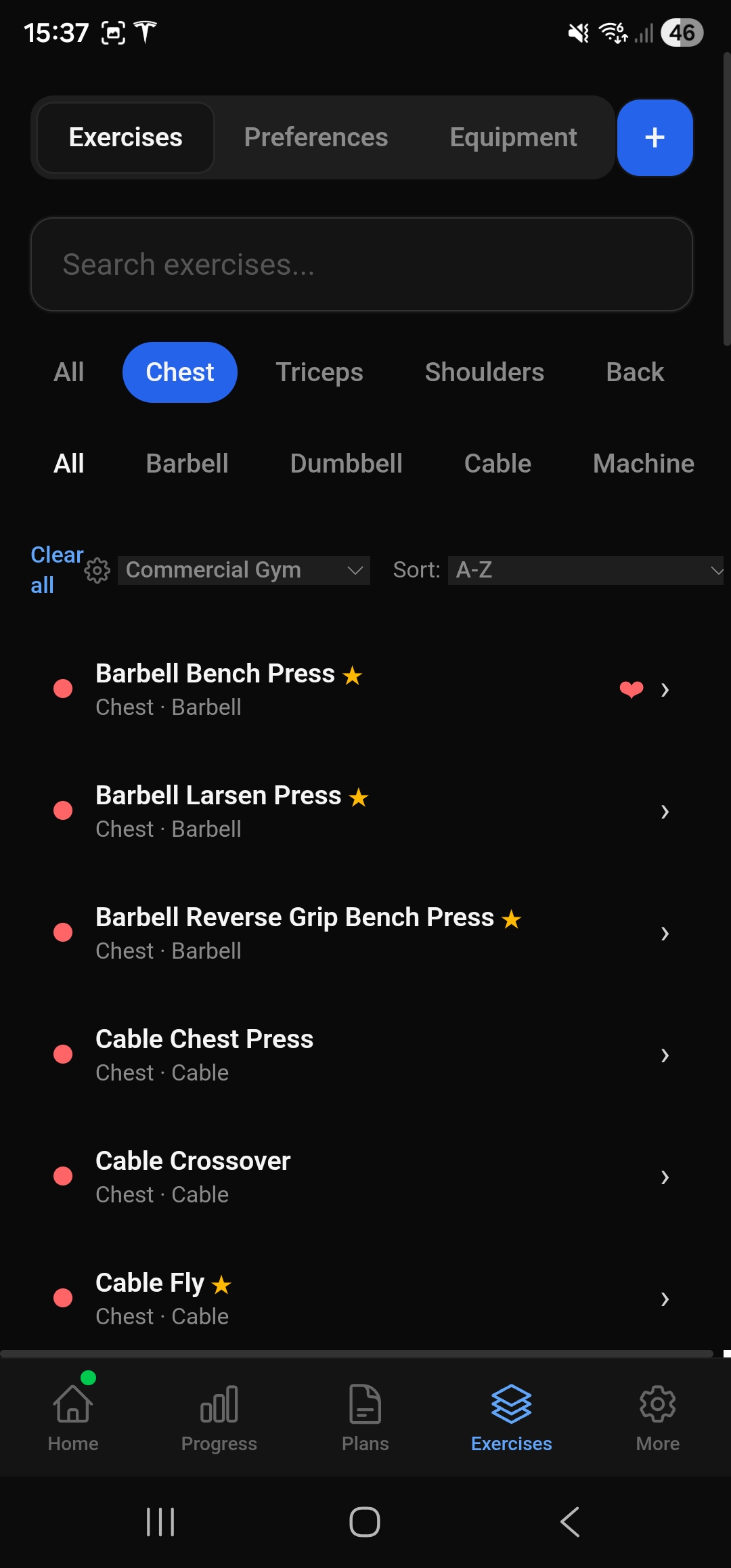 Exercise catalogue