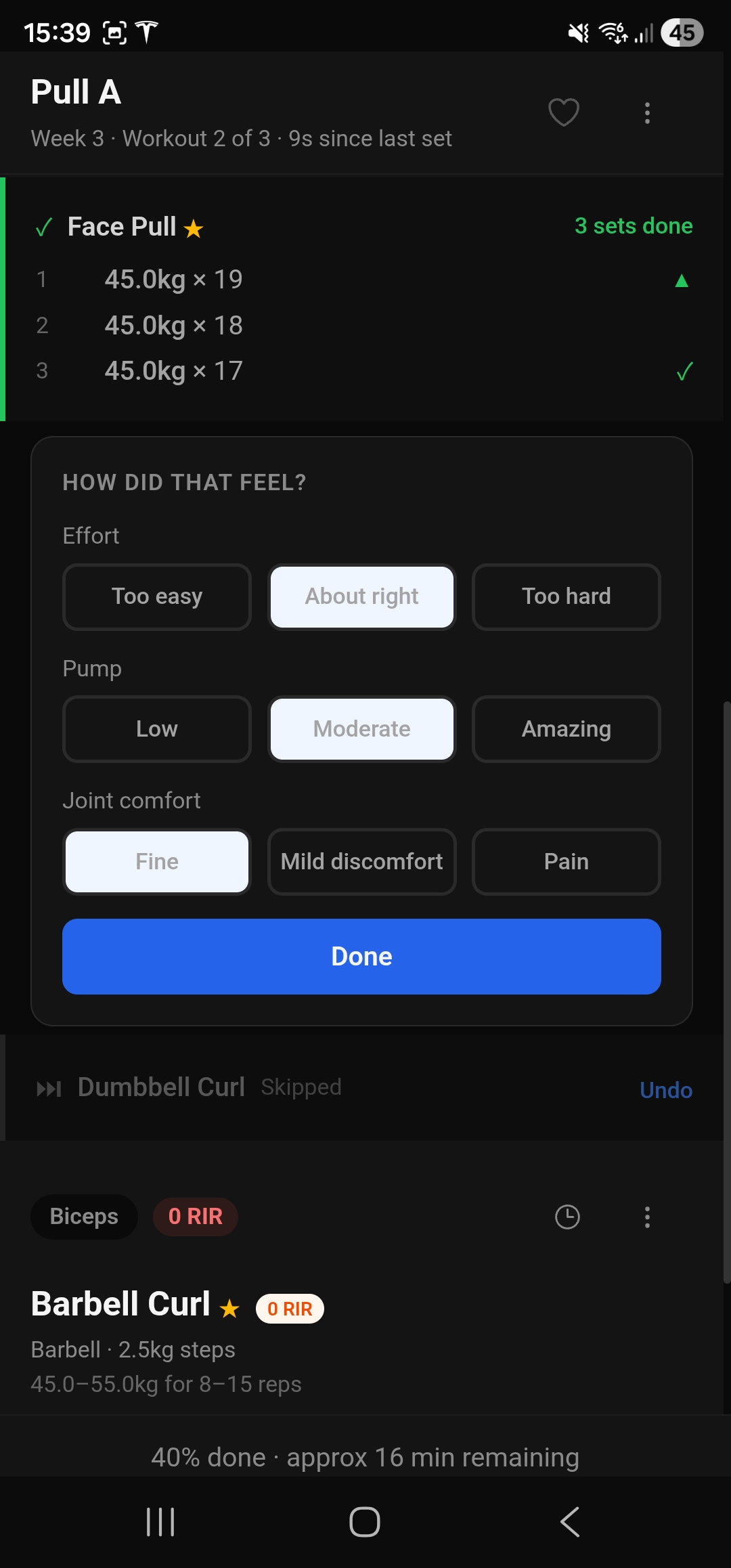 Post-exercise feedback